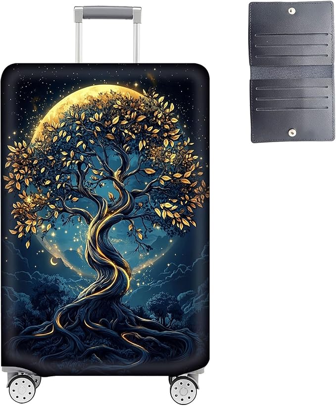 Luggage Cover Protector for 22-24 Inch Suitcases, TSA Approved Elastic Travel Suitcase Covers, Anti-Scratch Washable Luggage Sleeve for Carry On & Checked Bags, Tree of the Universe