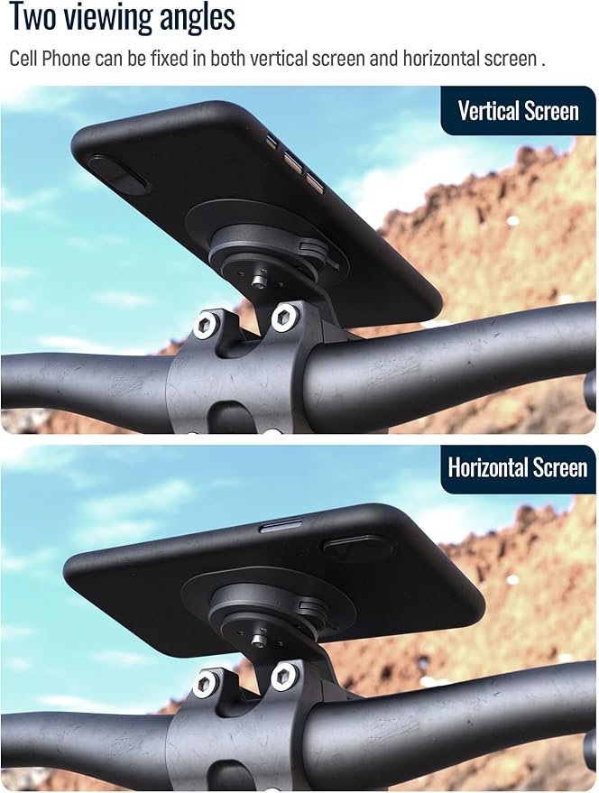 sincetop Bike Phone Mount,Mountain Bicycle Stem Phone Holder-Aluminum Handlebar Mini Phone Clip,Gravel/MTB/Road EBike Cycling Cell Phone Clamp,Quick Release Attach/Detach-Black【Series C-1st Gen】