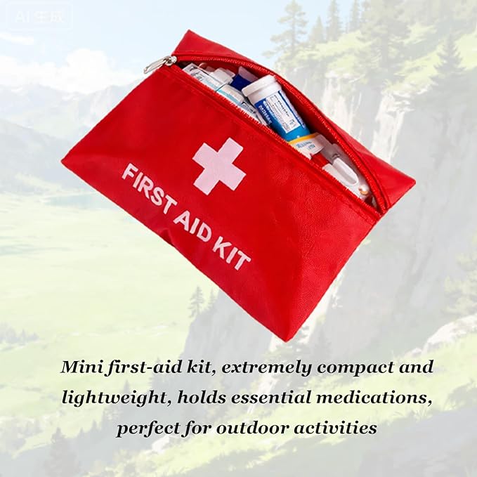 QCWN 20 Pack Empty First Aid Bag Mini Medical Kit Pouch Small Travel Emergency Survival Storage Bags for Car Home Hiking Camping Waterproof Red