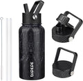 BJPKPK Insulated Water Bottles with Straw Lid, 27oz Stainless Steel Water Bottle with 3 Lids, Leak Proof BPA Free Metal Thermo, Mugs, Tumblers, Keep Cold Hot - Midnight
