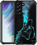 for Samsung Galaxy S21 Plus Case, Blue Breathing Wolf Pattern Graphic Design Girl Boy Soft Silicone Hard Acrylic Shock Protection for Samsung Galaxy S21 Plus