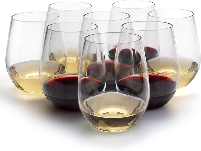 D'Eco Unbreakable Tritan Wine Glasses, 20 oz (Set of 8) – Shatterproof, Crystal-Clear, BPA-Free Plastic Tumblers – Indoor & Outdoor Cups for Entertaining & Parties - Mothers Day Gift for Mom