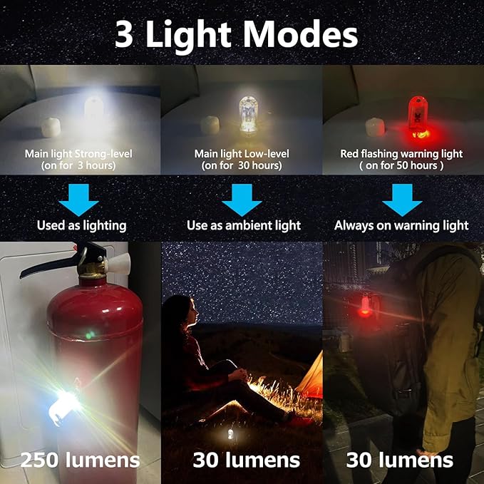 USB Mini LED Lantern, 2 Pack Waterproof EDC Keychain LED Flashlight for Camping, Type-C Rechargeable Battery Small Stick Lamp Puck Dog Collar Torch Light (Warm White+Red)