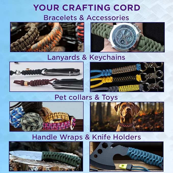 TECEUM Reflective Paracord Rope 1000 – 1000ft/200ft/100ft/50ft – 40+ Colors – Glow in The Dark – para Cord – Utility Rope for Survival, Hunting & Camping Gear – Nylon String, Camping Rope, Tent Cord