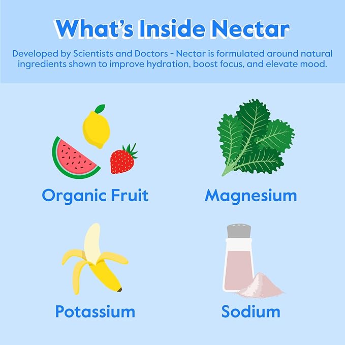 Nectar Hydration Packets - Electrolytes Powder Packets - No Sugar or Calories - Organic Fruit Liquid Daily IV Electrolytes Powder for Dehydration Relief and Rehydration (Cherry Pom 18 Pack)