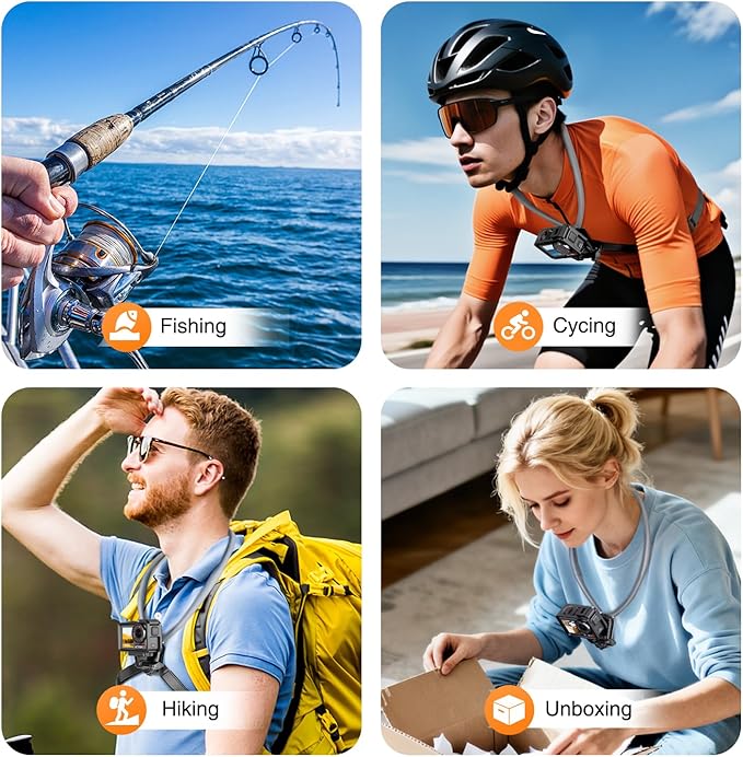Neck Mount for Action Camera, with Air Cushion and Adjustable Chest Strap, Hands-Free POV Vlogging for GoPro Hero 13/12/11/10/9, Insta 360 X5/X4/X3/Ace Pro 2, DJI Osmo Action 5 Pro/4/3