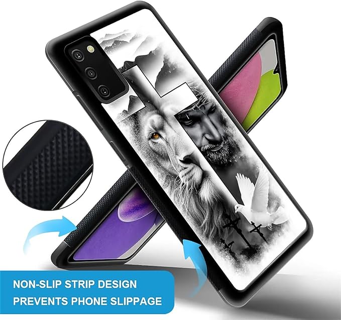 for Samsung Galaxy S20 FE Case, Lion Cross Jesus Christ Dove Pattern Graphic Design Girl Boy Soft Silicone Hard Acrylic Shock Protection for Samsung Galaxy S20 FE