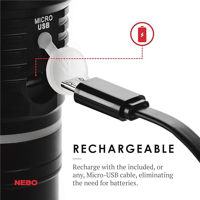 NEBO SLYDE KING Flashlight | High Lumens, Rechargeable COB Work Light & LED Flashlight, Waterproof, Magnetic Base, Great for Camping & Hunting, Includes Charging Cable
