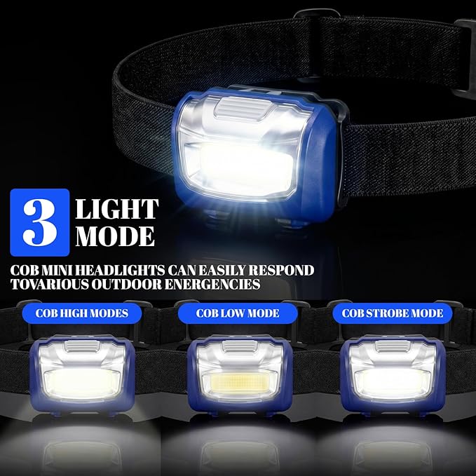 Macarrie LED Headlamps IPX4 Waterproof 3 Modes Headlamp Flashlight Bright Head Lights Camping Accessories for Adults Kids Hiking, Running, Repairing, Batteries Not Included(Mixed,18 Pack)