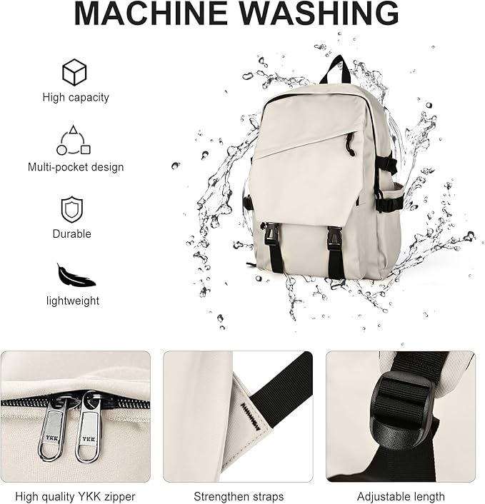 coowoz Casual Daypack Large upgraded version College Laptop Backpack for Men Women Water Resistant Lightweight School Bag Travel Rucksack for Sports High School Middle Bookbag for girls Size L(Khaki)