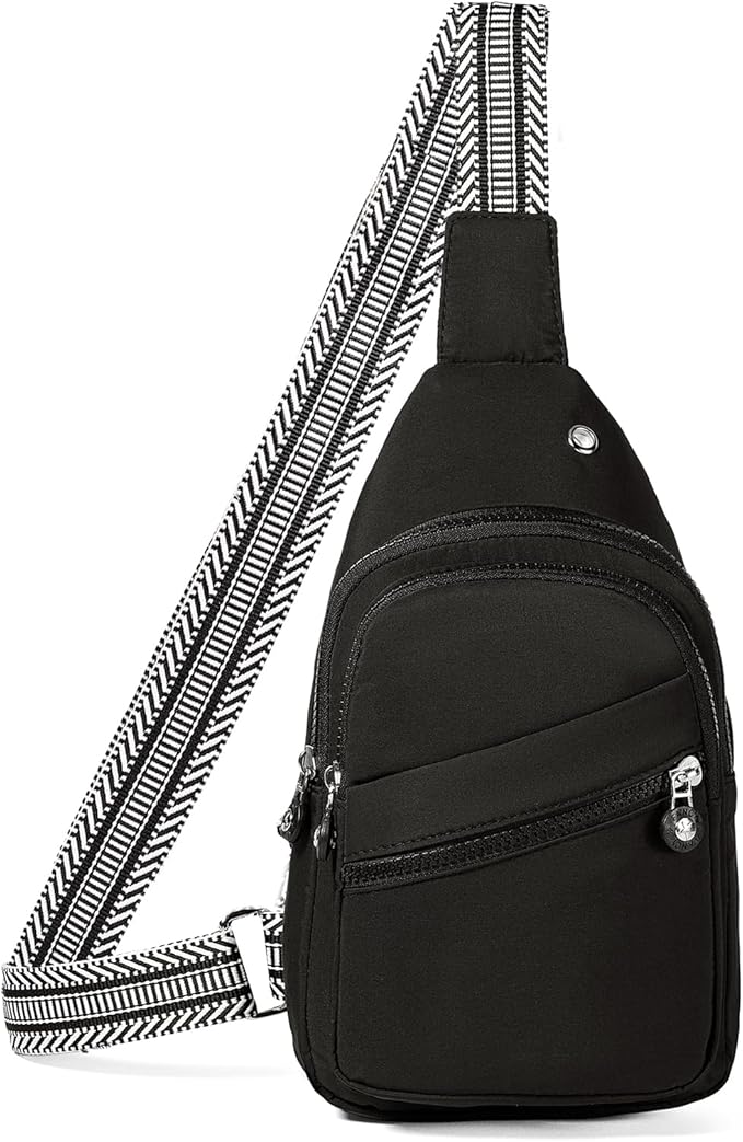 AOSTIHOT Crossbody Small Sling Backpack Sling Bag for Women, Chest Bag Daypack Crossbody for Travel Sport Running Hiking Z-Black