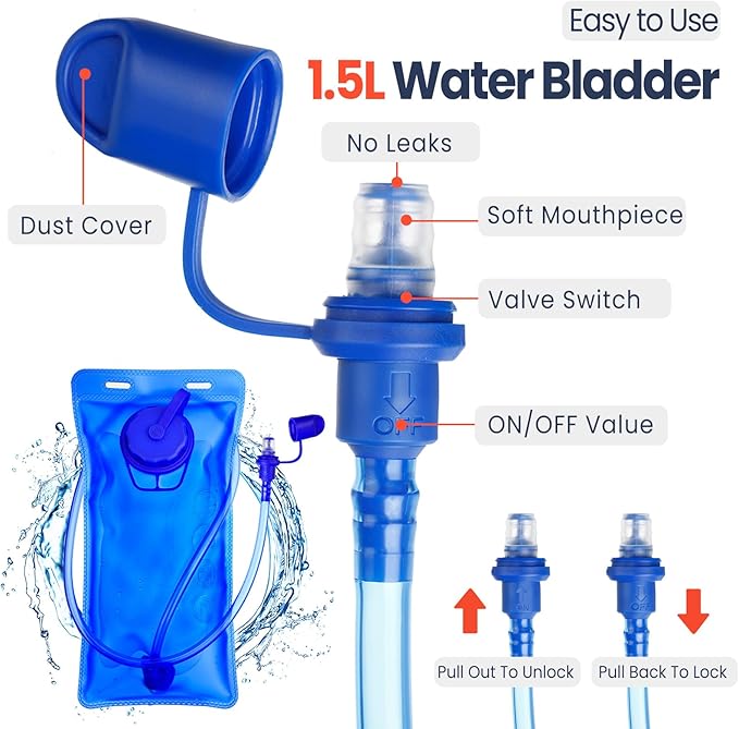 Shinylin 2 Pcs Kids Hydration Backpack with 1.5L Water Bladder Lightweight Kids Hiking Backpack Water Rucksack for Boys Girls Climbing Running