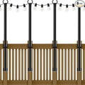 AHRLHR 5 Ft String Light Poles 4 Pack, String Light Poles for Outside with Fixing Clips,Hanging Light Poles for Deck Fence Garden Backyard Wall Bistro,Metal Poles for Outdoor String Lights