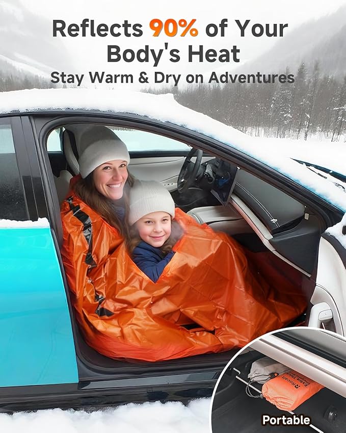 Rocalt Emergency Sleeping Bag | Ultralight Mylar Emergency Blanket, Extra Thick Space Blanket, Waterproof & Portable Thermal Bivy Sack for Camping, Hiking, and Outdoor Adventures