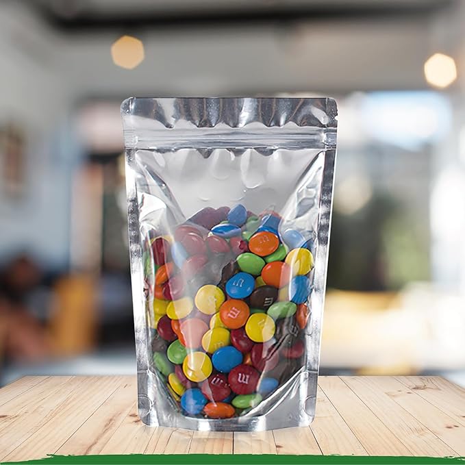 BELLE KR® 4x6 Mylar Bags for Food Storage with 7.5mil Thick - Pack Of 300 - Stand Up Clear Mylar Bags with See Through Window - Small 1/2 Pint Pouches for Freeze Dried Candy - Labels Included