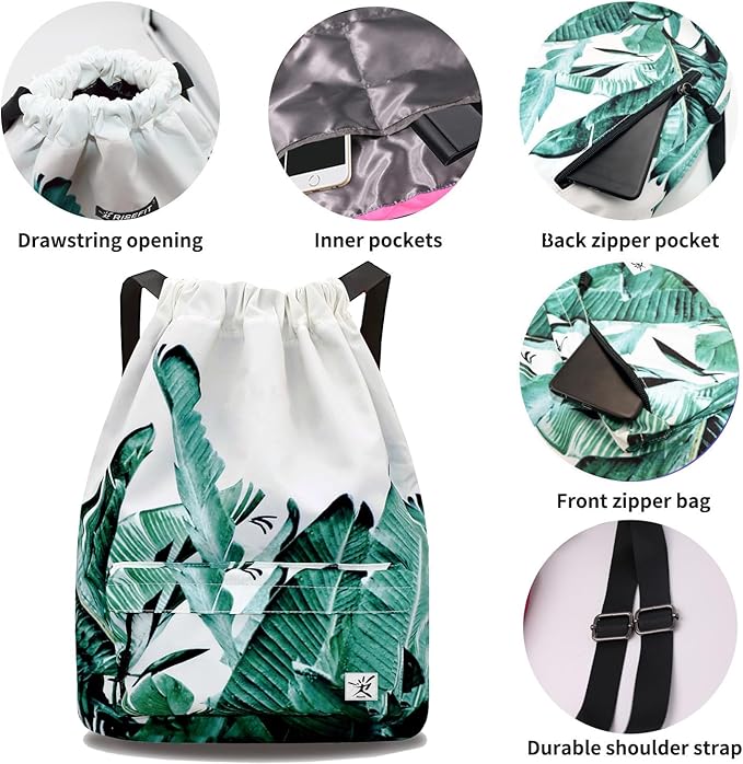 Waterproof Drawstring Bag, Gym Bag Sackpack Sports Beach Backpack for Men Women