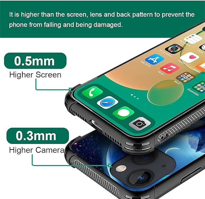 for iPhone 13 Case, Snowy Mountain Fox Lake Pattern Graphic Design Girl Boy Soft Silicone Hard Acrylic Shock Protection for iPhone 13
