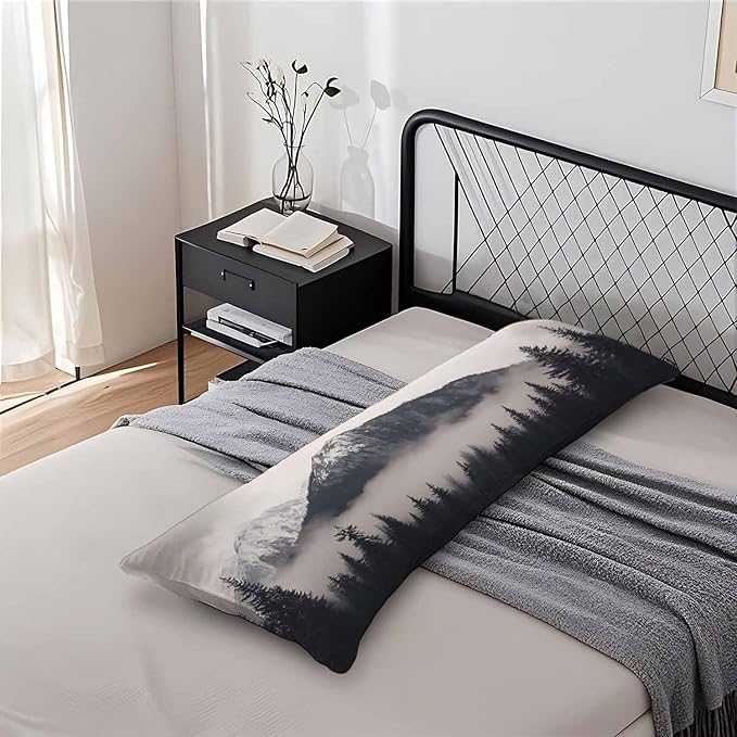 Forest Rectangle Body Pillow Covers Foggy Forest Mountain Winter 20"X54" Couch Pillow Body Pillowcase Decorative Home Body Pillows Bedding Pillow Cushion Covers for Sofa Car Shop