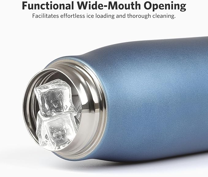 17 oz Stainless Steel Water Bottle Double Wall Vacuum Insulated Kids Wide Mouth Flask with Leakproof Portable Lid (Air Force Blue)