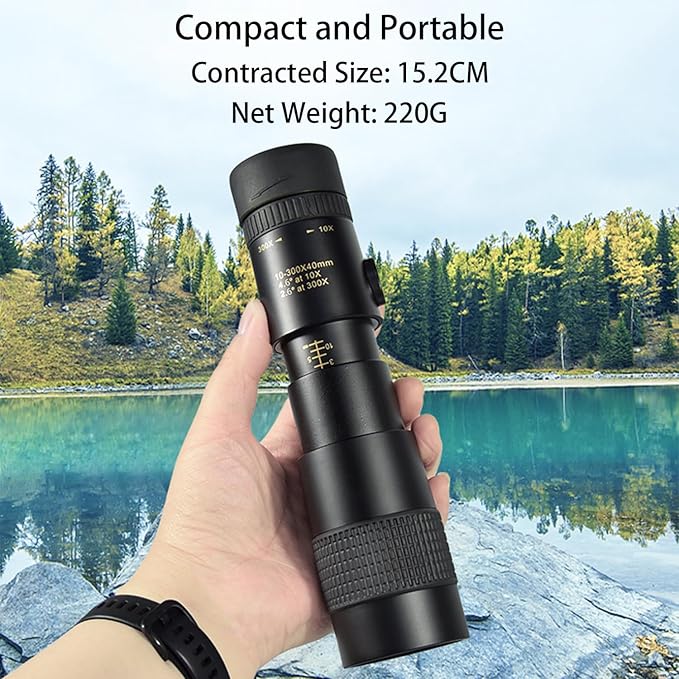 Monocular Telescope 10×300-40, KOMIRE Compatible for Mobile Phones Compact Monoculars with BAK4 High-Transparency Prism FMC Coating for Bird Watching Camping Hiking
