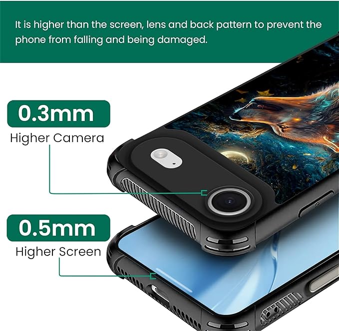 for iPhone 17 Air Case,for MagSafe Graphic Design for Girl Boy Soft Silicone Hard Acrylic Shock Protection Designed for iPhone 17 Air Star Cave Hungry Wolf Pattern