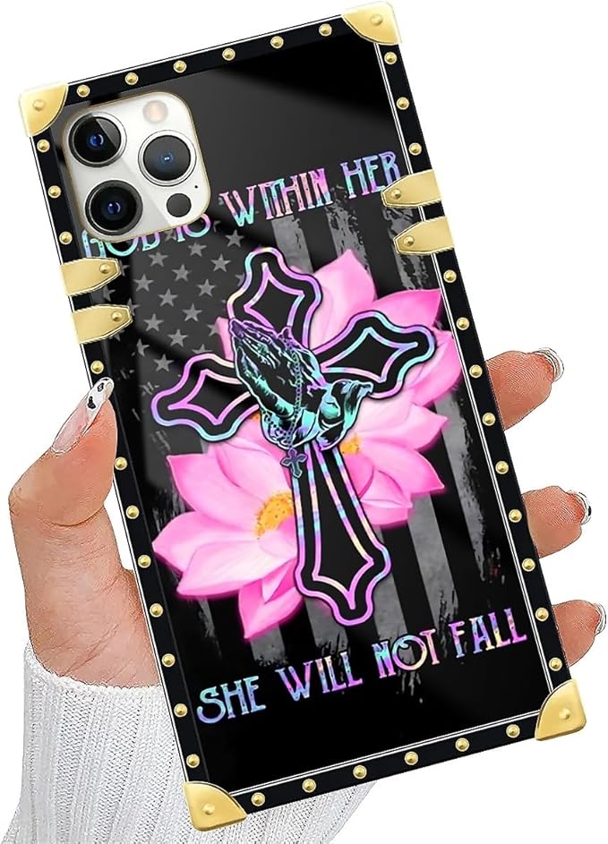 Compatible with iPhone 11 Pro Max Case, Praying Cross Hands Luxury Golden Decoration for Girl Women Soft TPU Shockproof Protective Hard PC Back for iPhone 11 Pro Max