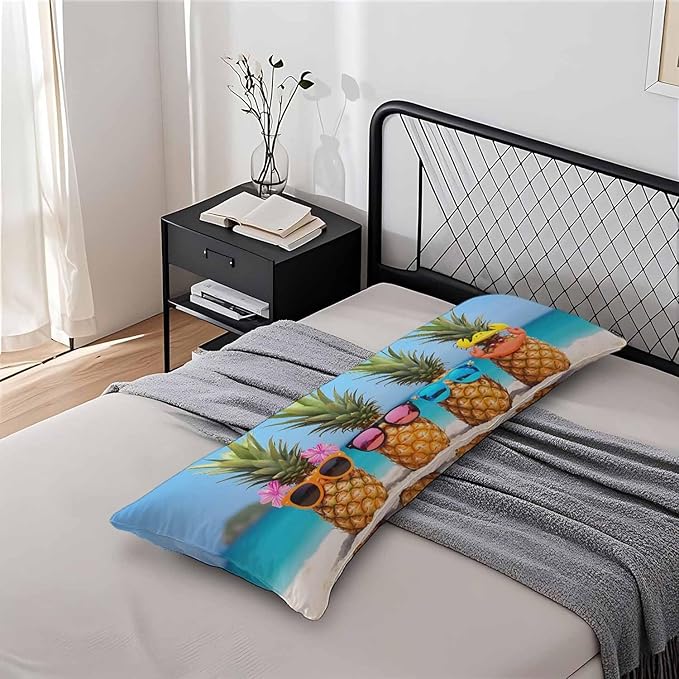 Pineapple Decorative Home Pillow Covers, Beach Pineapples Long Body Pillow Cover Sleeper Pillow Cushion Cover Bedding Body Pillowcase for Man Woman Sofa Patio Shop 20x54 Inch