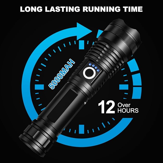 Lylting 4 Pack Rechargeable LED Flashlights High Lumens, 90,000LM Super Bright Flashlight, Adjustable Powerful Flash Light with USB Cable & 5 Modes, Waterproof Handheld Flashlight for Home Camping