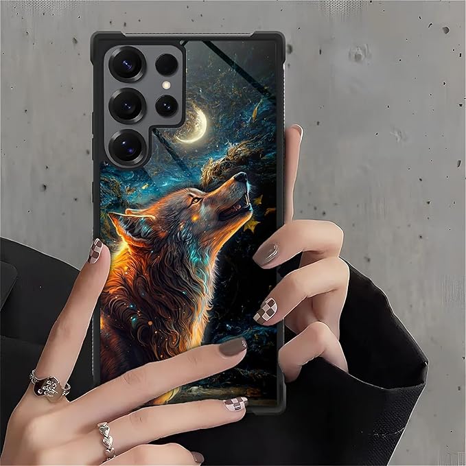for Samsung Galaxy S25 Ultra Case,Graphic Design for Girl Boy Soft Silicone Hard Acrylic Shock Protection Designed for Samsung Galaxy S25 Ultra Star Cave Hungry Wolf Pattern