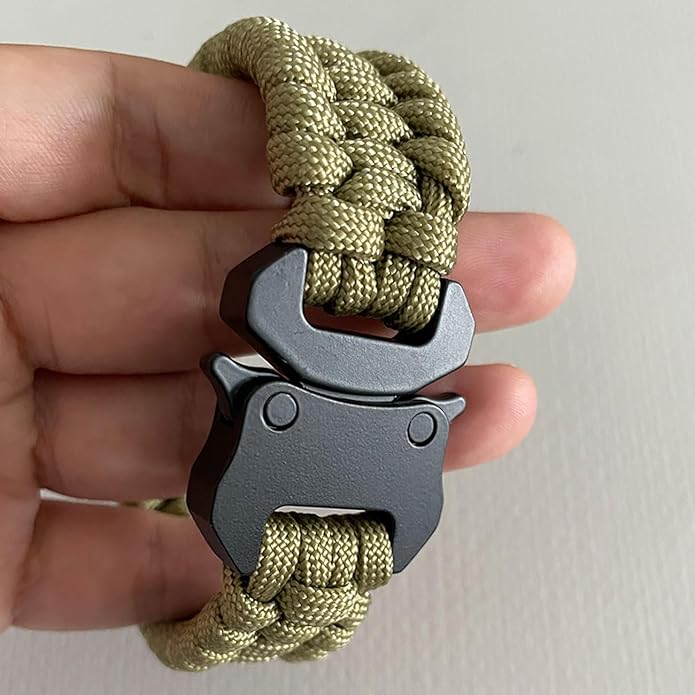 Parachute Cord Bracelets Trilobite Weaved Paracord Bracelet with Side Release Buckle 8.7 inch Black Bracelet for Men Women 1 Set