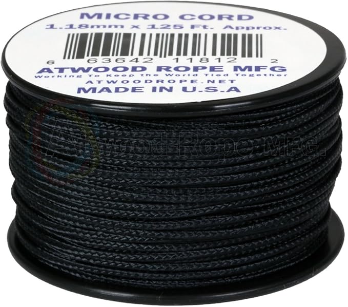 Atwood Rope MFG Micro Utility Cord 1.18mm X 125ft Reusable Spool | Tactical Nylon/Polyester Fishing Gear, Jewelry Making, Camping Accessories