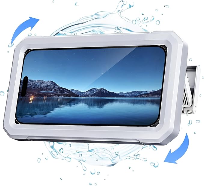 Coolpow Shower Phone Holder Waterproof【480°Rotatable】Retractable Adjustable Shower Phone Case Shower Stall Accessories for Bathroom Wall Phone Mount Stand Water Proof Anti Fog Case for 4-7"Cellphones