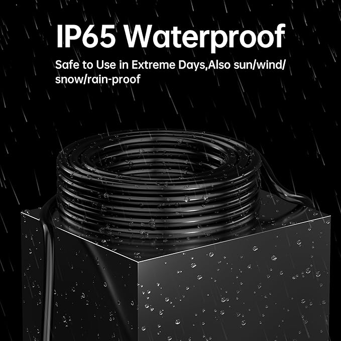 PlugSaf 16 Gauge 100 FT Extension Cord Outdoor Waterproof, 16/3 SJTW Cold Weatherproof -58°F, Flame Retardant, Flexible 3 Prong Black Electric Cord Outside,10A 1250W 16AWG, ETL Listed