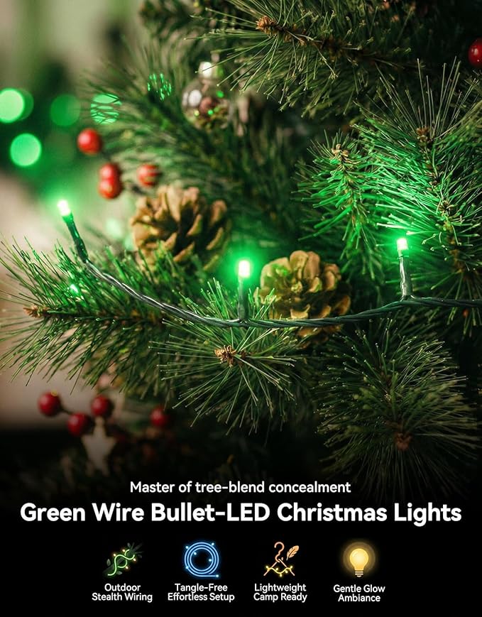 LitHome 99FT 300 LED String Lights Outdoor Indoor, 8 Modes Waterproof Christmas String Lights with Timer & Memory Function, Outdoor Christmas Lights Green Wire for Xmas Tree Party Garden, Green