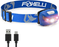 Foxelli USB-C Rechargeable LED Headlamp – Super Bright, Lightweight Head Lamp for Running, Camping, Hiking & Work – Comfortable Fit for Adults & Kids