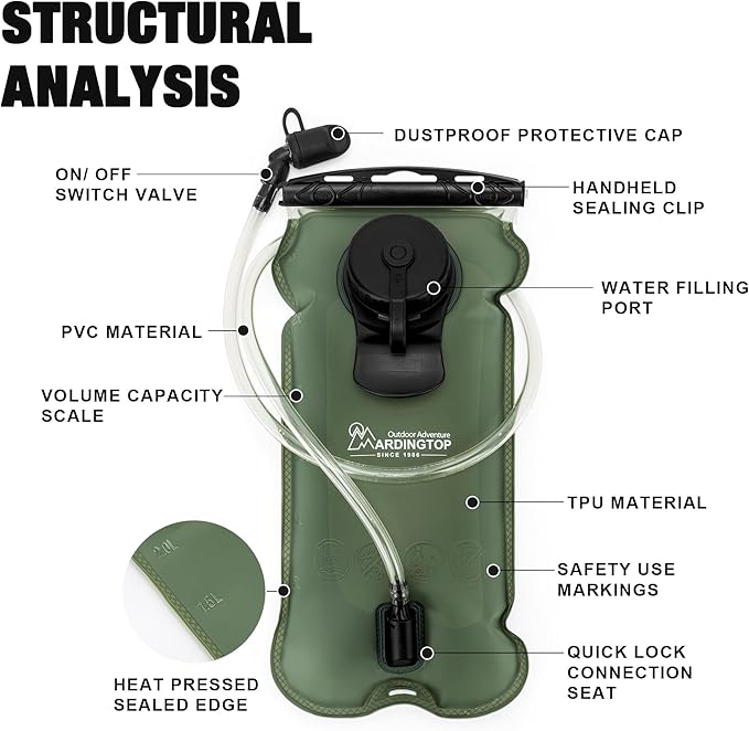 Mardingtop Hydration Bladder, 3L Leak Proof Water Reservoir Military Hydration Pack for Hiking Biking Cycling Running Climbing Camping