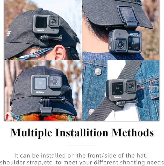 SUREWO Baseball Hat Clip Mount Baseball Cap Clamp Quick Release Mount Compatible with GoPro Hero 13 12 11 10 9 8 7 6 5 Black,DJI Osmo Action 6/5 pro/4/3/2,AKASO/Crosstour/Campark and More