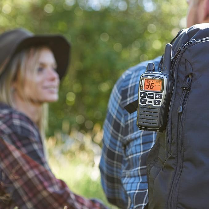 Midland® T71VP3 X-TALKER Long Range Walkie Talkie - FRS Two-Way Radio for Camping Overlanding Rock Crawling - NOAA Weather Scan - 36 Channels and 121 Privacy Codes Black/Silver 2 Pack