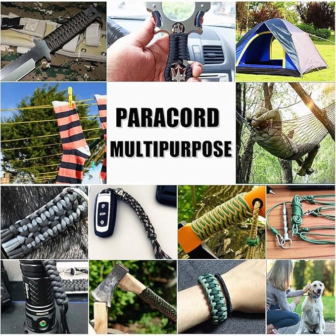 WEREWOLVES 650lb Paracord/Parachute Cord - 9 Strand Paracord Rope - 100', 200' Spools of Parachute Cord, Type III Paracord for Camping, Survival