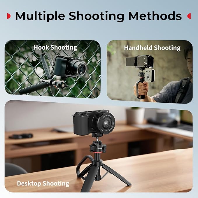 SMALLRIG Small Camera Tripod Selfie Stick, Extendable 8"-15" Mini Handheld Carabiner Tripod with Mantis Hook, 360° Ball Head, Cold Shoe Mount, 1/4"-20 Screw for DSLR, Adapter for DJI, for GoPro - 5285