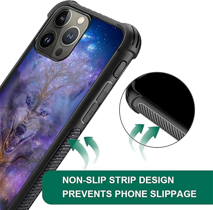 for iPhone 16 Pro Case, Wolves in The Woods Pattern Graphic Design Girl Boy Soft Silicone Hard Acrylic Shock Protection for iPhone 16 Pro
