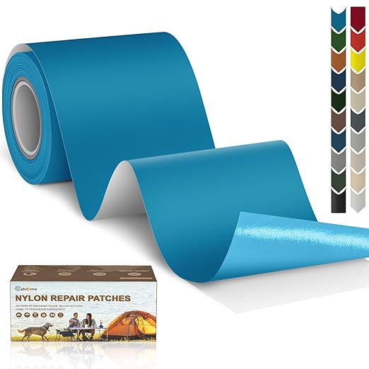 Cahomo 3x79 Nylon Repair Patch Nylon Repair Tape Self Adhesive Fabric Tapes Outdoor Camping Gear Fabric kit for Tent, Umbrella, Down Jackets, Sleeping Bag, Knapsack（Sky Blue）
