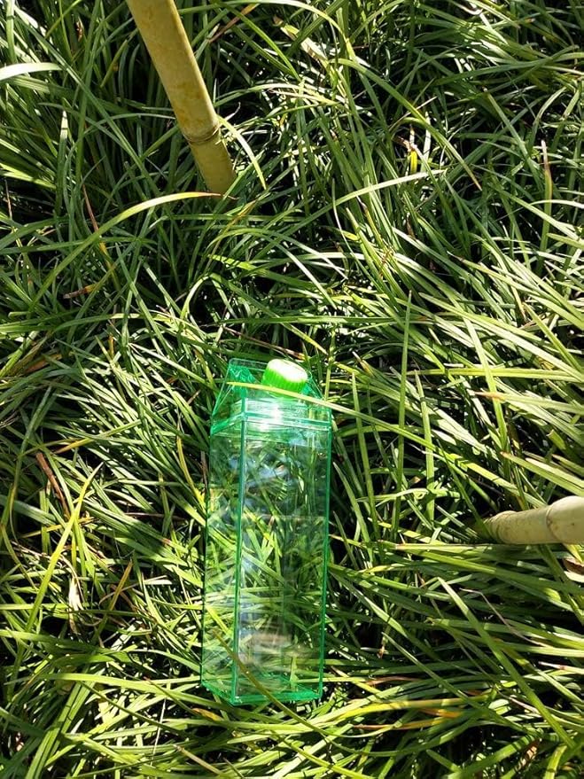 Jinberry 1000ml/34oz Cute Leakproof Clear Milk Carton Water Bottle Portable Drinkware for Outdoor Climbing Tour or Camping