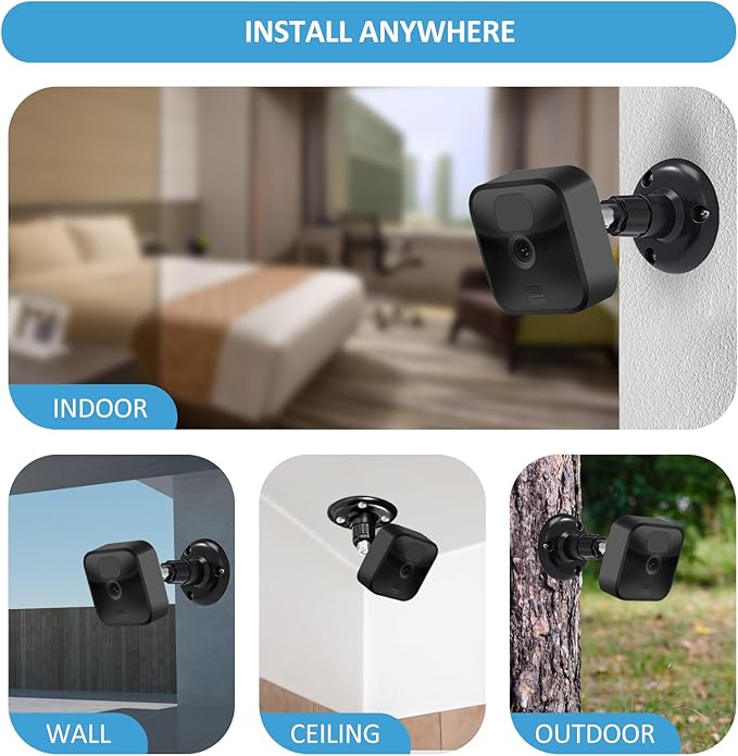 Blink Outdoor Camera Mount, 360 Degree Adjustable Indoor/Outdoor Wall Mount Bracket for Blink Home Security System Black 3 Pack