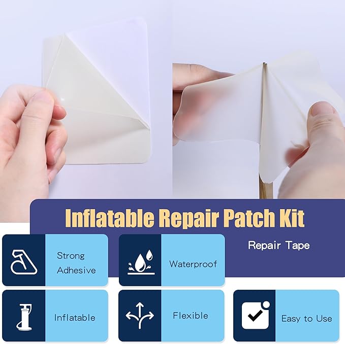 Breliter Inflatable Patch Repair Kit - Waterproof TPU Pool Repair Tape, Heavy Duty Repair Patch for Air Mattress, Bounce House, Inflatable Toys, Tent, Swimming Ring - 10 Packs of 6in x 6in, Square