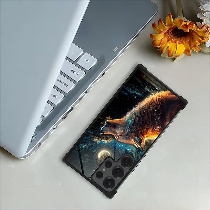 for Samsung Galaxy S25 Ultra Case,Graphic Design for Girl Boy Soft Silicone Hard Acrylic Shock Protection Designed for Samsung Galaxy S25 Ultra Star Cave Hungry Wolf Pattern