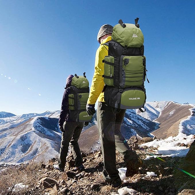 90L Hiking Backpack, Waterproof Camping Bag with Rain Cover, Lightweight Backpacking Back Pack