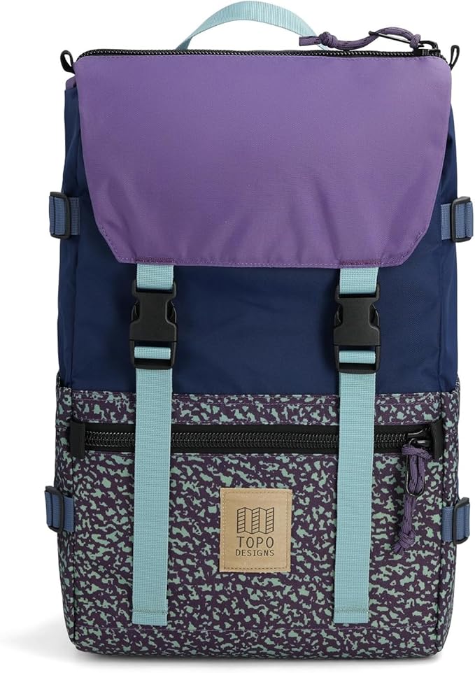 Topo Designs Rover Pack Classic - Laptop Tablet Daypack for Commutes, Day Trips, Hikes, Iconic Denver Design, PFAS-Free, Fair Trade, BlueSign Backpack (Loganberry/Crackle)