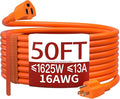 Skrizcable 16/3 50 FT Outdoor Extension Cord Waterproof, Weatherproof & Flame Retardant Orange 3 Prong Power Cord Outside for Lawn & Garden, 13 Amps 1625 Watts 125 VAC 16AWG SJTW, ETL Listed