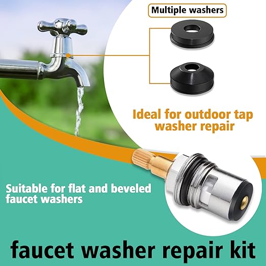 XBVV 32 Size 258 Pcs Faucet and Plumbing Rubber Washers Assortment Kit for Assorted Garden Hose Valve Spigot Adapter Splitter Outdoor Faucet Bibb Shower Hose Gasket Repair